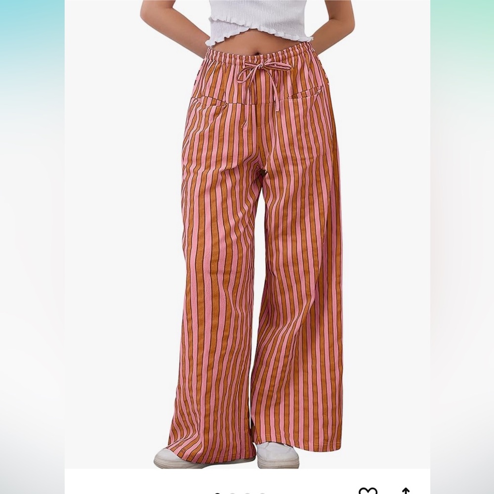 Woman’s drawstring stripped pants